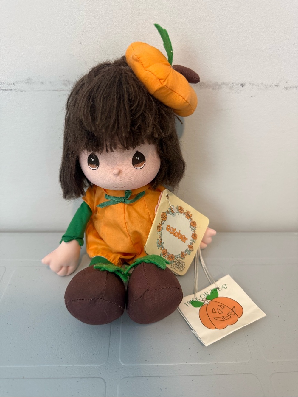 Vintage October Pumpkin Plush Precious Moments Doll